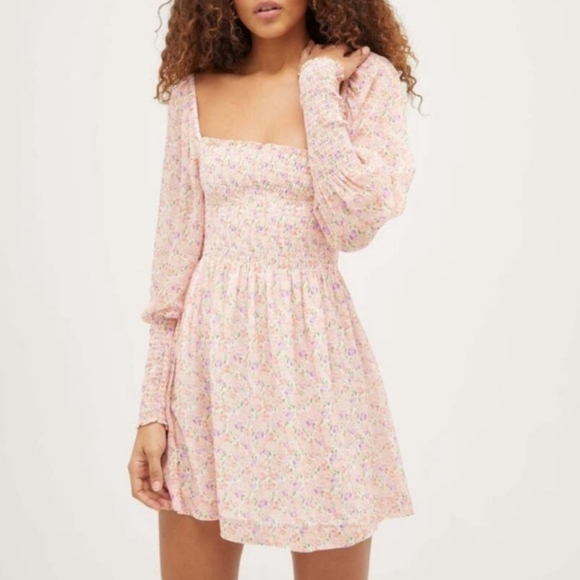 Hill House Dresses & Skirts - Hill House Grace Mini Nap Dress Pansy Pink Multi Georgette